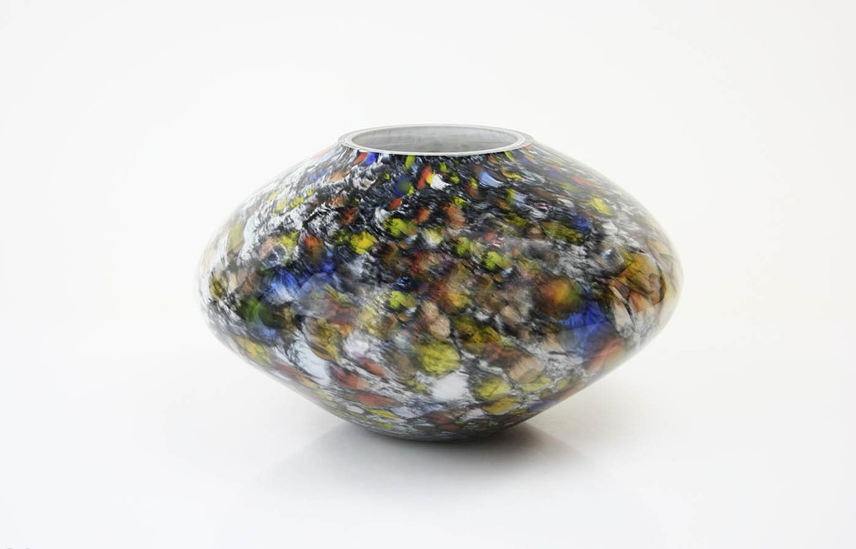 Loranto + Confetti, vaas zwart+kleur, laag